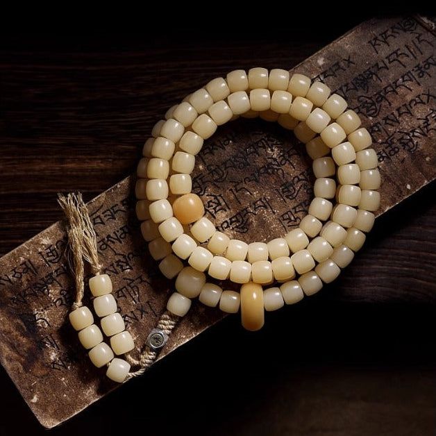 Natural white jade Buddhist beads 108 pieces
