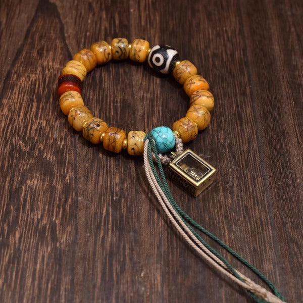 Dzi barrel beads Zhajiram bracelet