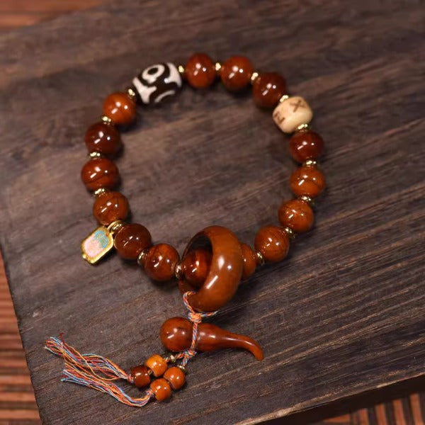Beef bone dzi bead bracelet