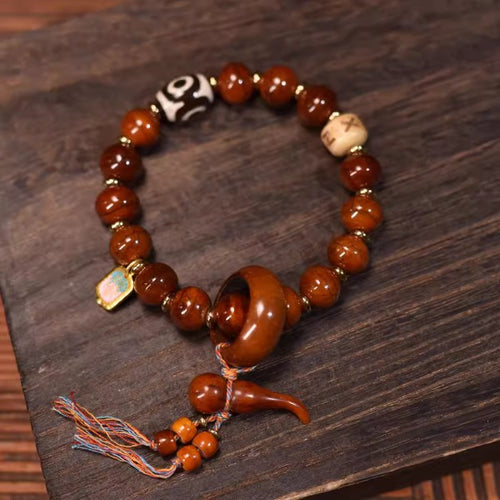 Beef bone dzi bead bracelet