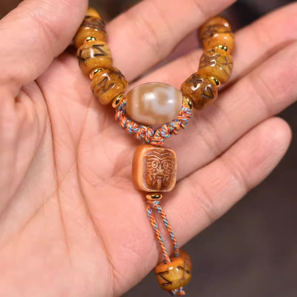 Lucky Energy-Yak Bone Dzi Bead Bracelet