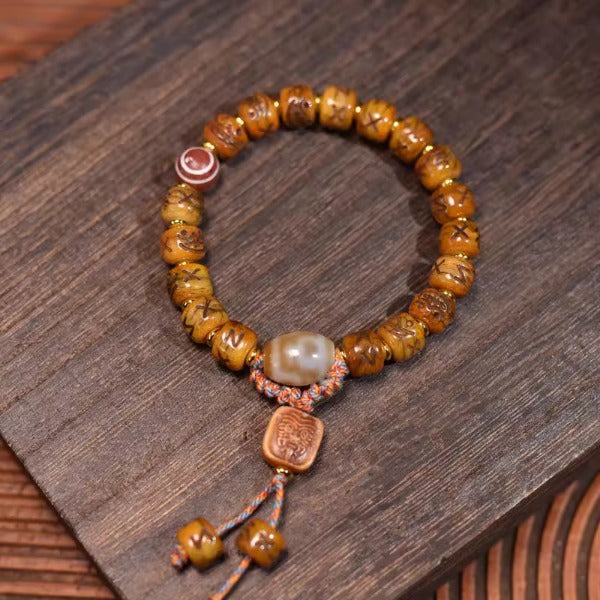 Lucky Energy-Yak Bone Dzi Bead Bracelet