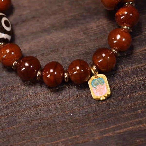 Beef bone dzi bead bracelet