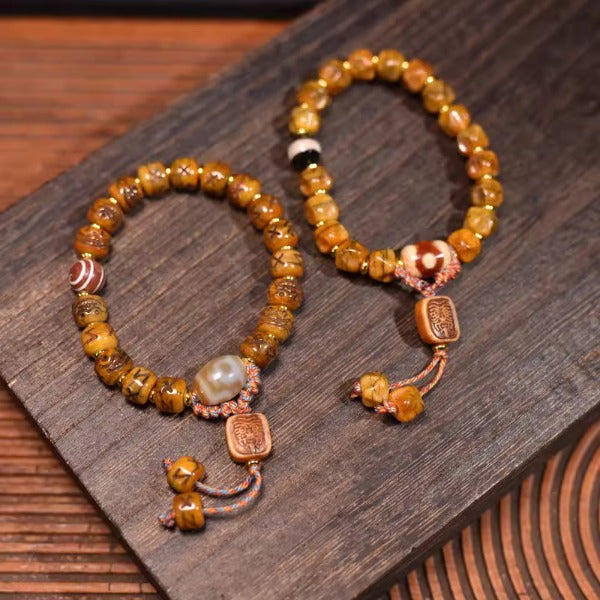 Lucky Energy-Yak Bone Dzi Bead Bracelet