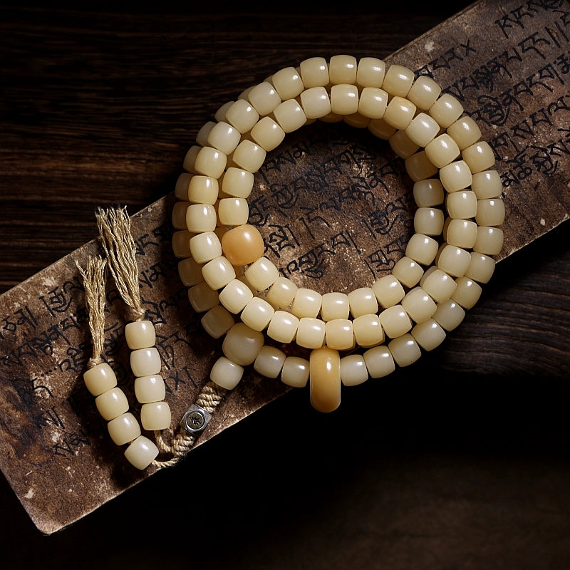 Natural white jade Buddhist beads 108 pieces