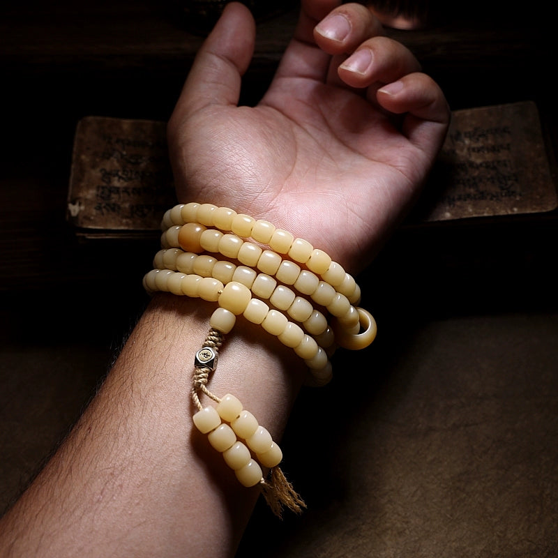 Natural white jade Buddhist beads 108 pieces