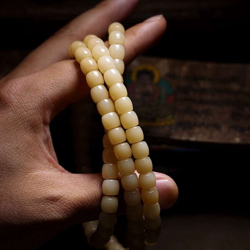 Natural white jade Buddhist beads 108 pieces