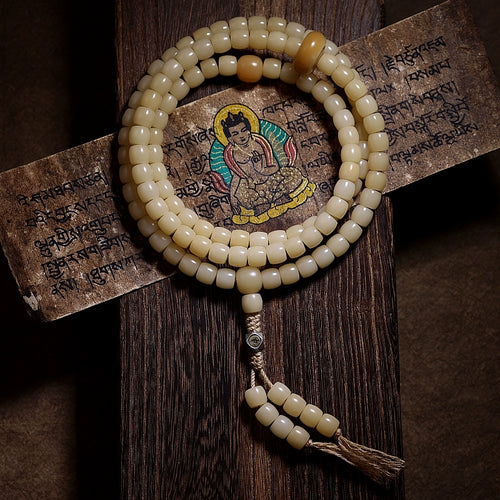 Natural white jade Buddhist beads 108 pieces