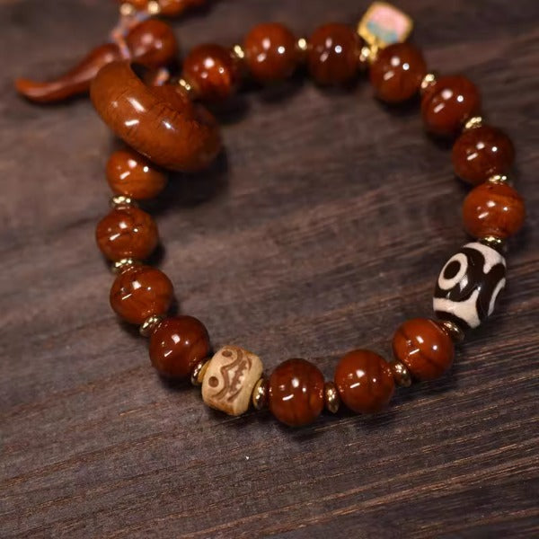 Beef bone dzi bead bracelet