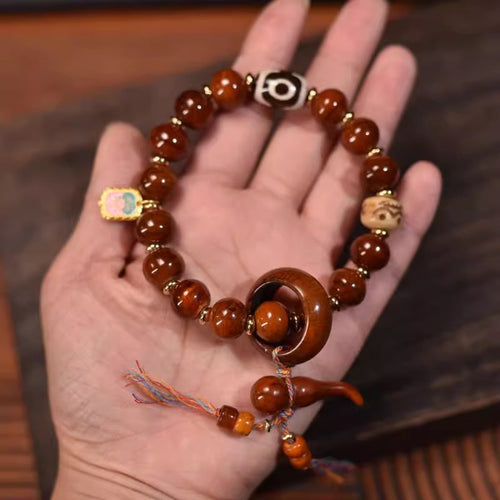 Beef bone dzi bead bracelet