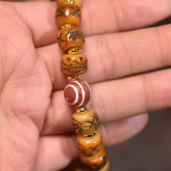 Lucky Energy-Yak Bone Dzi Bead Bracelet